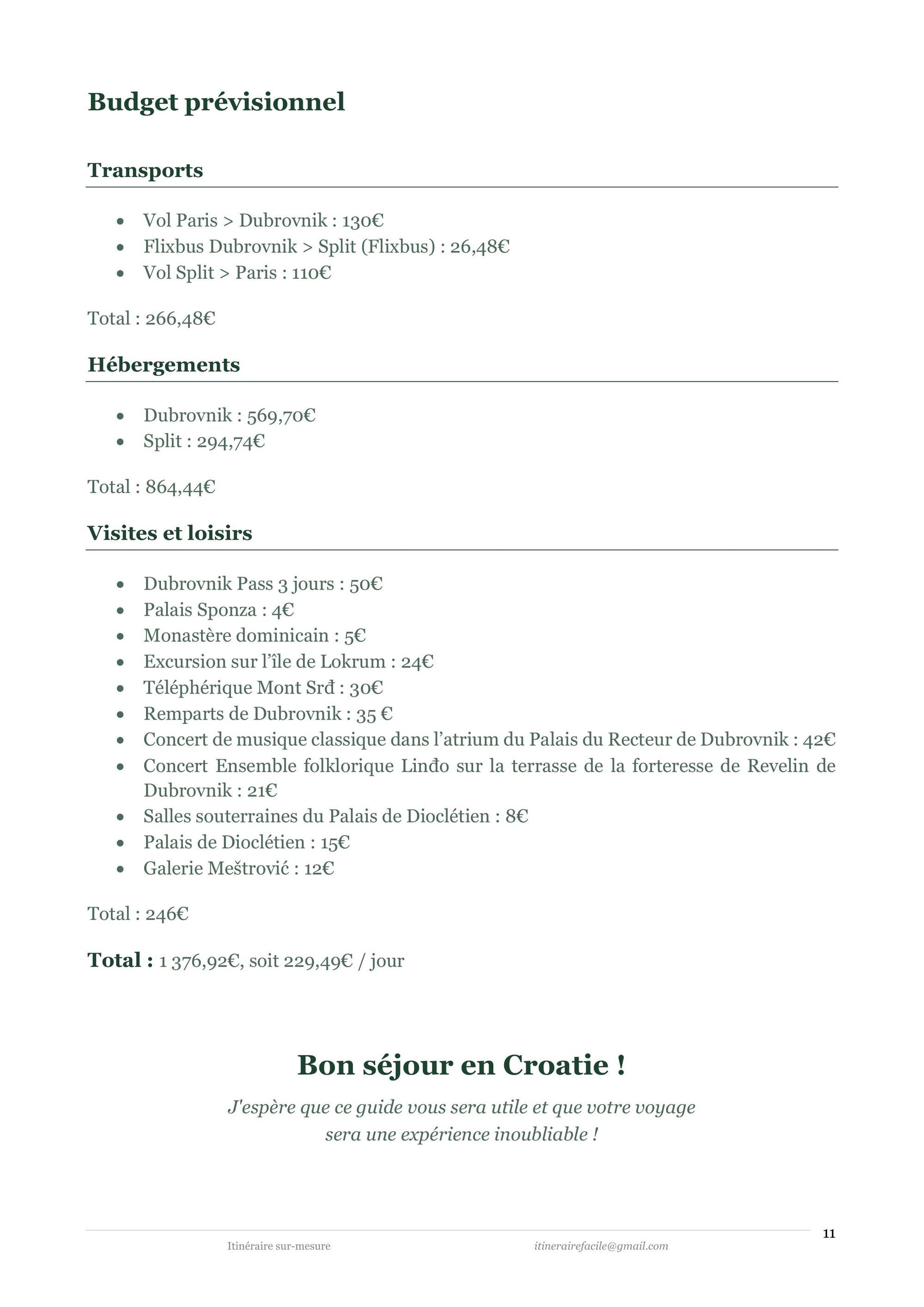 Page 6 de l'itinéraire Croatie